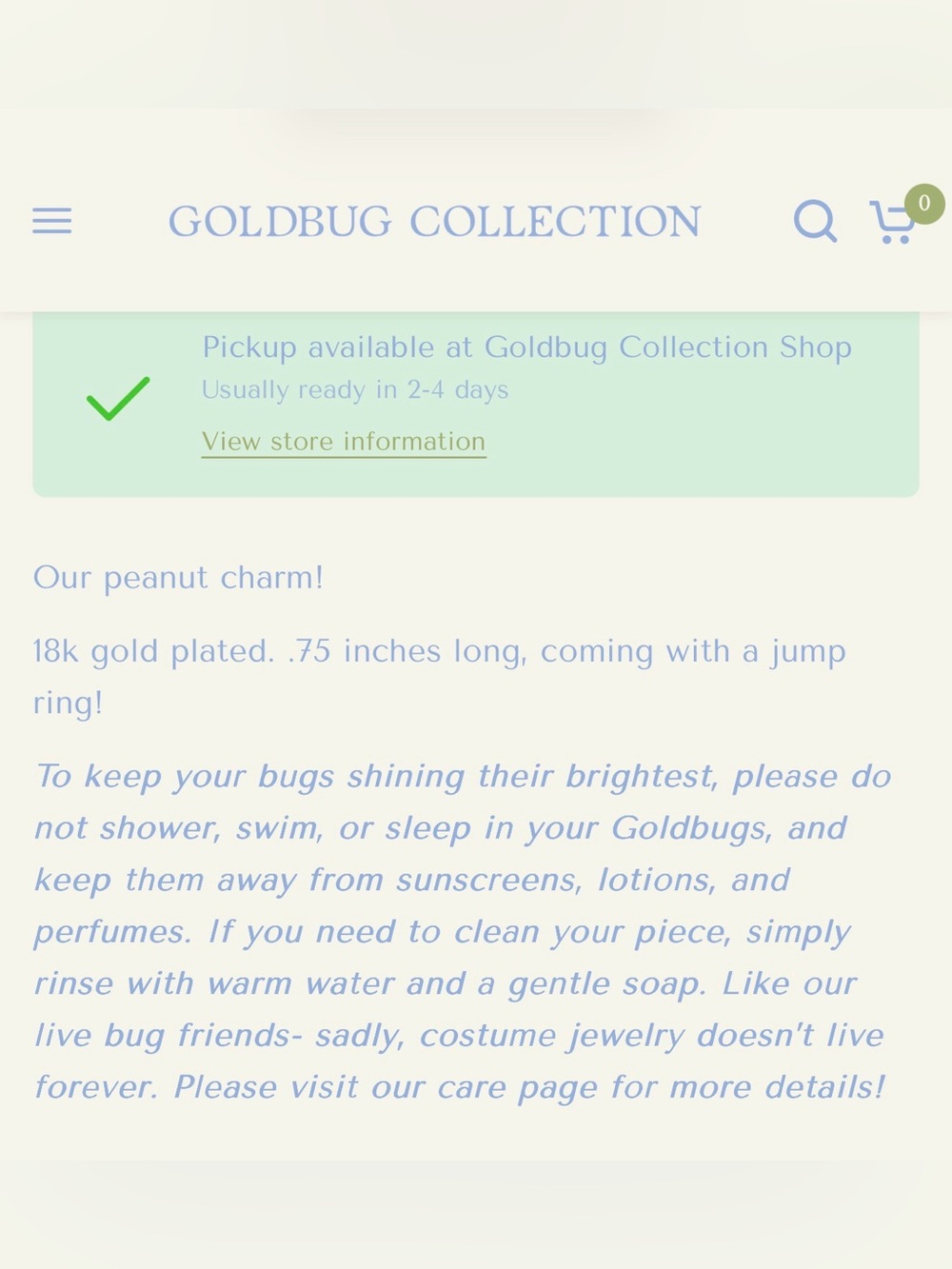 Goldbug Peanut Pendant with gold chain necklace - Picture 6 of 7